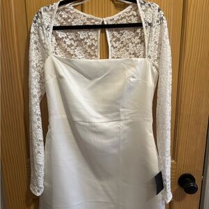 White Lace Sleeve Dress